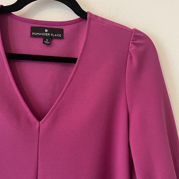 Tuckernuck Pomander Place Hollis Puff Sleeve V Neck Blouse Orchid Size S Career - Picture 4 of 11